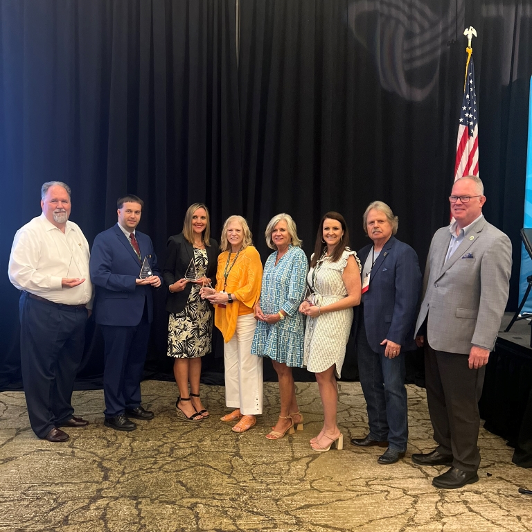 Pictured from left are Richard Hill, Heath McConnell, Shannon Burger, Margaret Moses, Kathy Watts, Courtney Bach, Larry Kyte and TSCPA Board Chair Jonathan Bailey